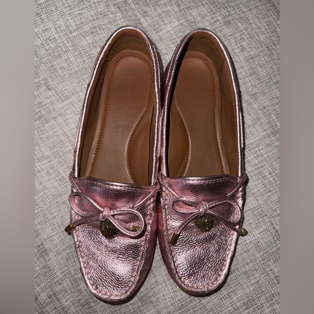 Kurt Geiger Rose Gold Leather Flats